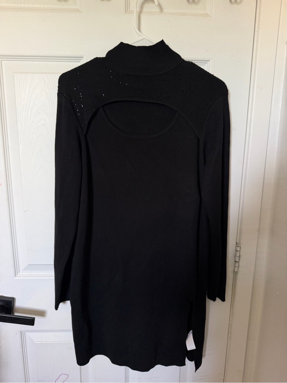 Cable and Gauge Black Long Sleeve Cutout Knit dress